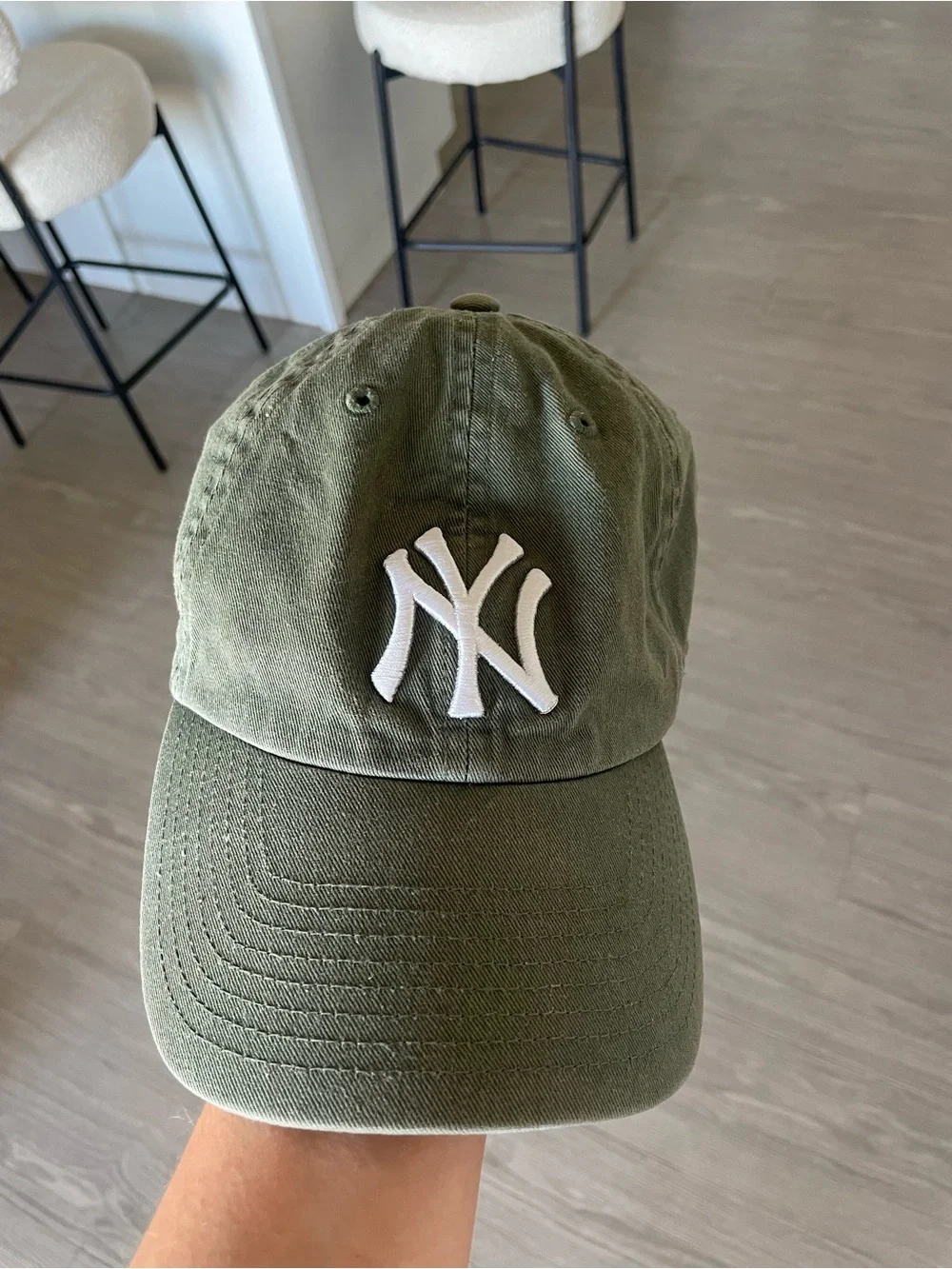 New Era Olive Green New York Yankees Cap with White Logo